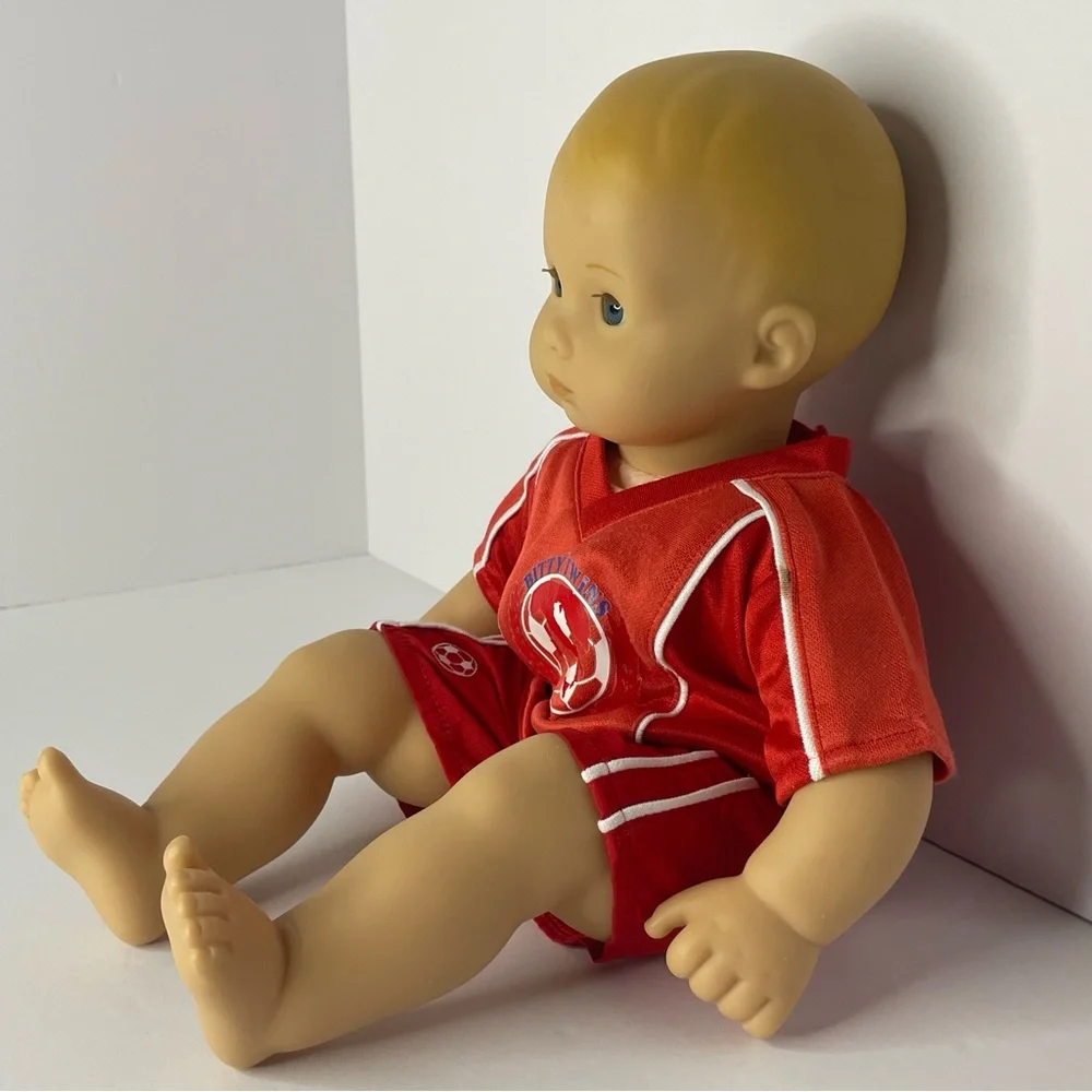 American Girl Bitty Baby Doll Sleepy Blue Eyes Blonde Bald Head With Outfit 15” - Picture 4 of 16